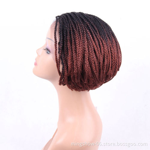 6" short synthetic bob wig, hand made braided lace synthetic wig